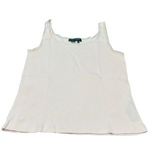 Lauren Ralph Lauren Petite Light Pink Laced Tank Top